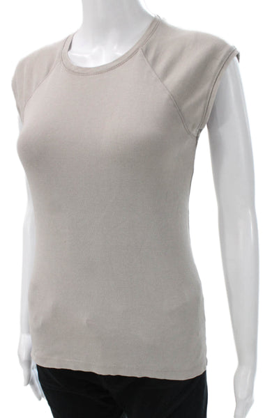 Zara Womens Basic Cotton Beige Round Neck Short Sleeve T-Shirt Size S