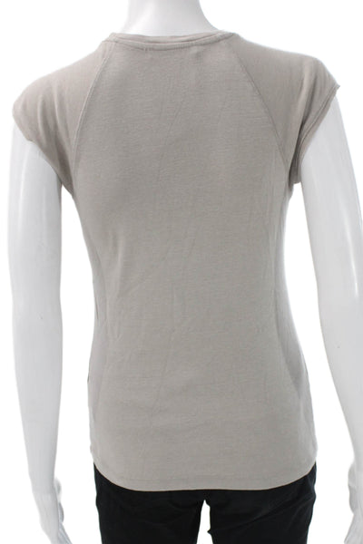 Zara Womens Basic Cotton Beige Round Neck Short Sleeve T-Shirt Size S