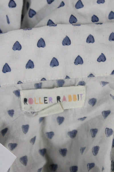 Roller Rabbit Womens Collared Cotton Long Sleeve Pajama White Graphic Size L