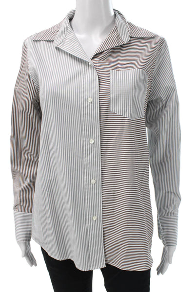 Ines De La Fressange Womens Striped Button-Up Cotton Long Sleeve Size 36