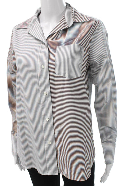 Ines De La Fressange Womens Striped Button-Up Cotton Long Sleeve Size 36