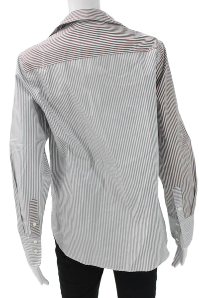 Ines De La Fressange Womens Striped Button-Up Cotton Long Sleeve Size 36
