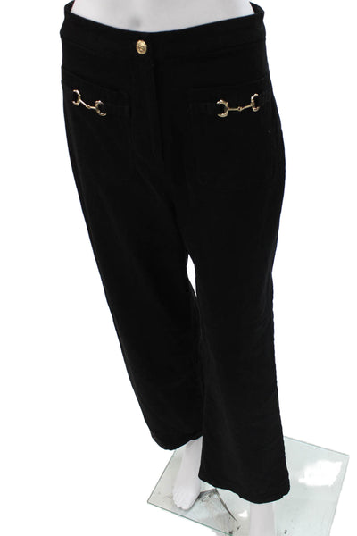 7 For All Mankind Womens Dress Pants Black Cotton Button 29 Inseam Size 4