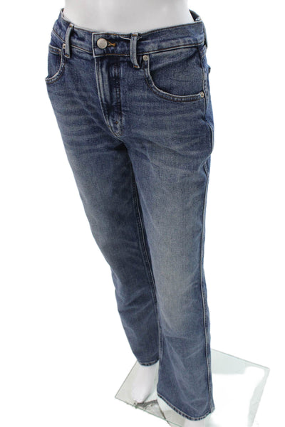 Good American Women Straight Jeans Blue Cotton Mid Rise Button Size 26