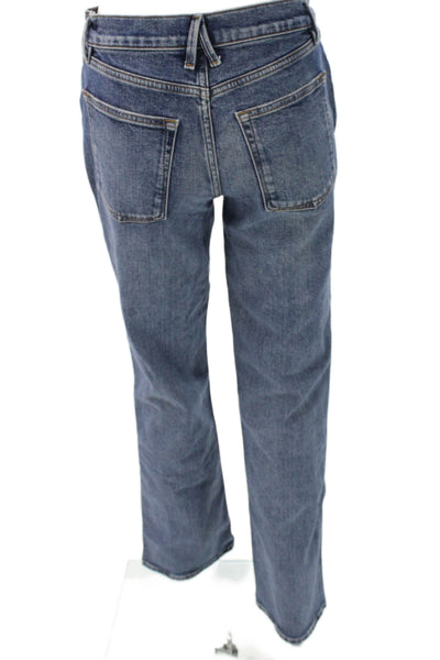Good American Women Straight Jeans Blue Cotton Mid Rise Button Size 26