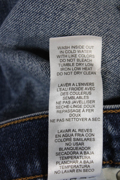 Good American Women Straight Jeans Blue Cotton Mid Rise Button Size 26