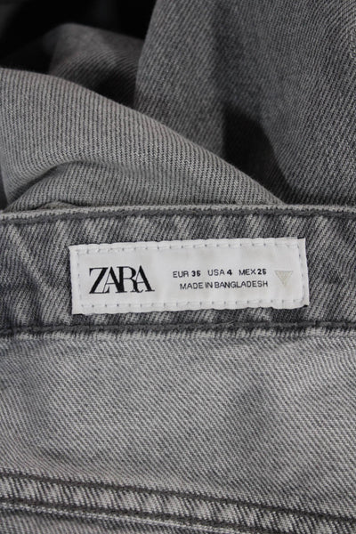 Zara Womens Gray High Rise Wide Leg Jeans Size 4