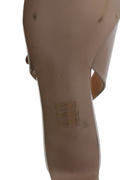 J Crew Womens Patent Leather Square Toe Slingbacks Pumps Beige Size 8
