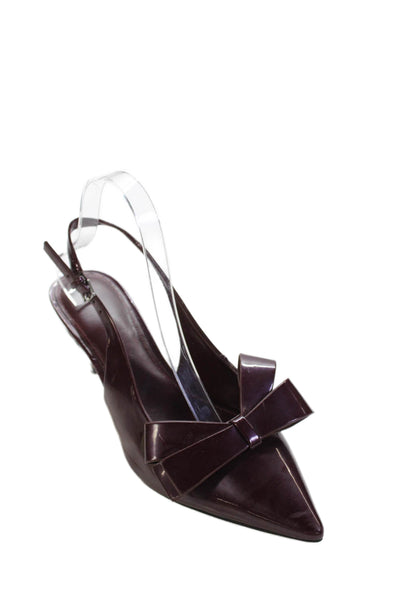 Marc Fisher Womens Pointed Toe Bow Slingbacks Pumps Purple Size 8 Medium