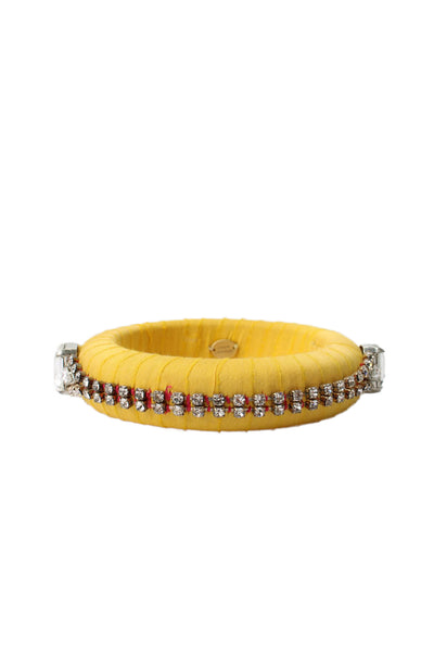 Juicy Couture Womens Yellow Fabric Crystal Bangle Bracelet NWT
