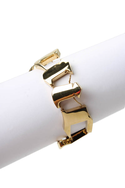 Juicy Couture Womens Gold Tone Graphic Flex JUICY Bracelet 7.5" NIB