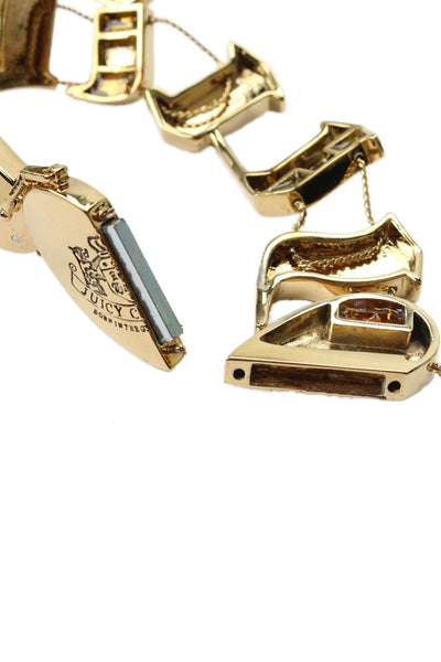 Juicy Couture Womens Gold Tone Graphic Flex JUICY Bracelet 7.5" NIB