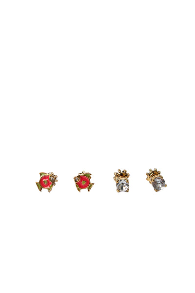 Juicy Couture Womens Gold Tone Enamel Fish + Crystal Stud Earring Set NIB
