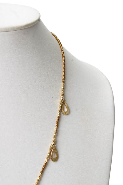 Designer Womens G Plated 925 Silver + G Tone Bead Station Necklace 23" 18.9g