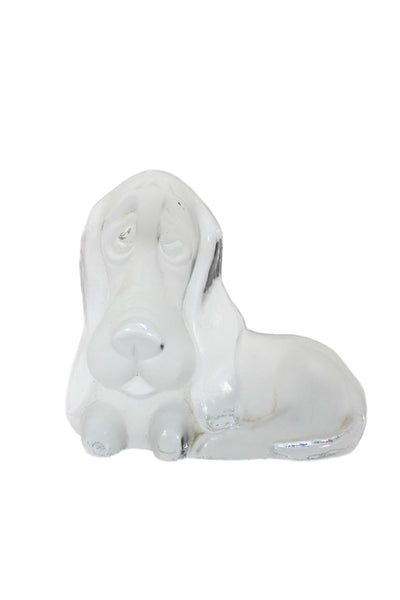 Viking Glass Vintage Clear/Frosted Glass Basset Hound Figurine 5"x6"