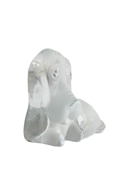 Viking Glass Vintage Clear/Frosted Glass Basset Hound Figurine 5"x6"