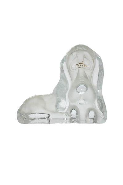 Viking Glass Vintage Clear/Frosted Glass Basset Hound Figurine 5"x6"