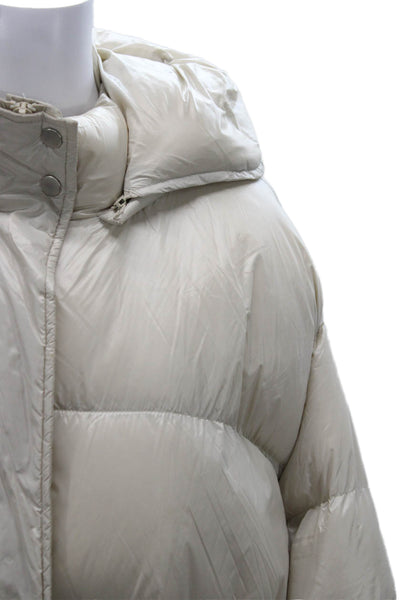 Moneypacking Womens Puffer Jacket Beige Polyester Snap Closure Size M