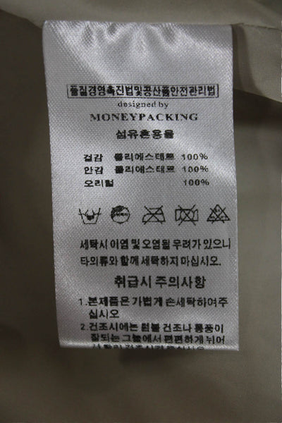 Moneypacking Womens Puffer Jacket Beige Polyester Snap Closure Size M