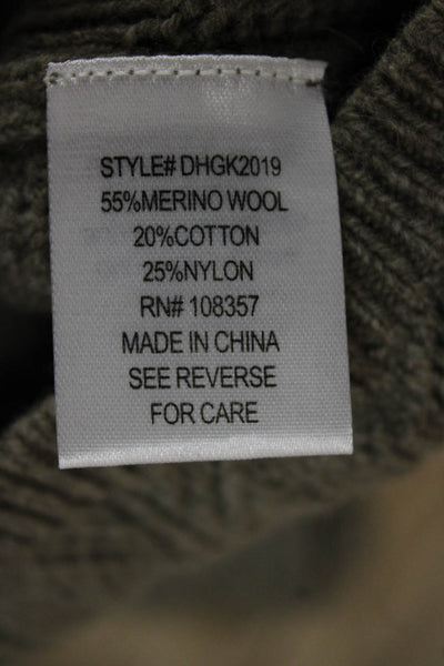 DH New York Women Green Merino Geometric Cardigan Long Sleeve Size M