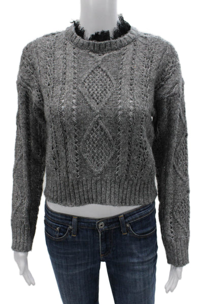 Central Park West Women Pullover Sweater Gray Crewneck Long Sleeve Size XS