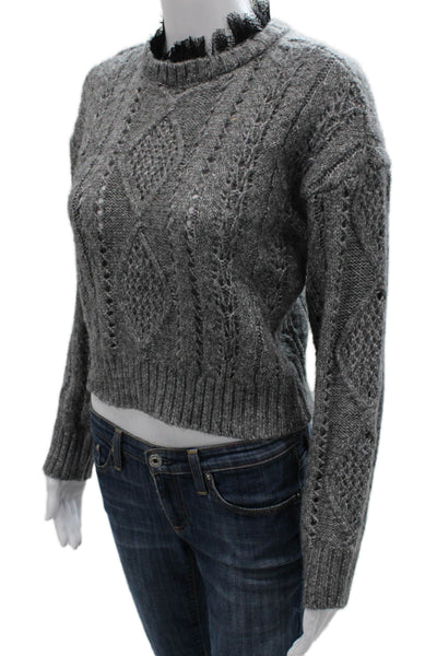 Central Park West Women Pullover Sweater Gray Crewneck Long Sleeve Size XS