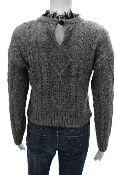 Central Park West Women Pullover Sweater Gray Crewneck Long Sleeve Size XS