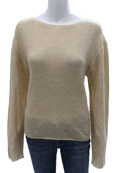 Velvet Heart Womens Pullover Sweater Beige Wool Boat Neck Long Sleeve Size M