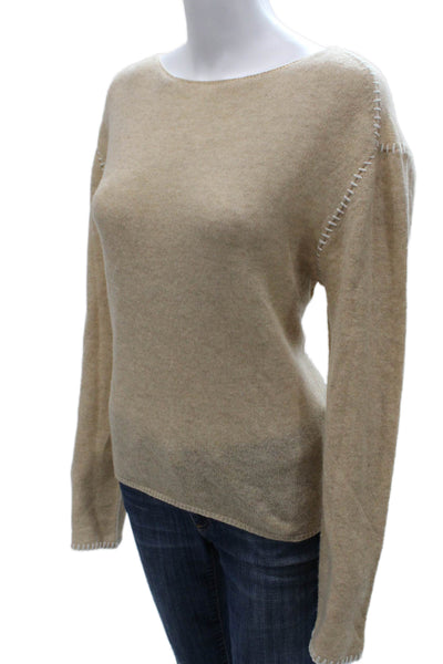 Velvet Heart Womens Pullover Sweater Beige Wool Boat Neck Long Sleeve Size M