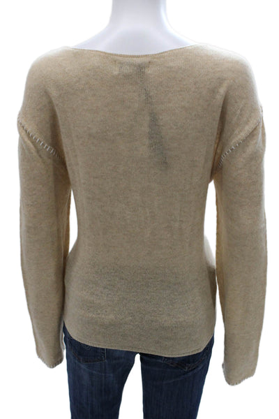 Velvet Heart Womens Pullover Sweater Beige Wool Boat Neck Long Sleeve Size M
