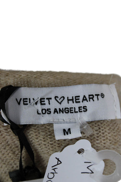 Velvet Heart Womens Pullover Sweater Beige Wool Boat Neck Long Sleeve Size M