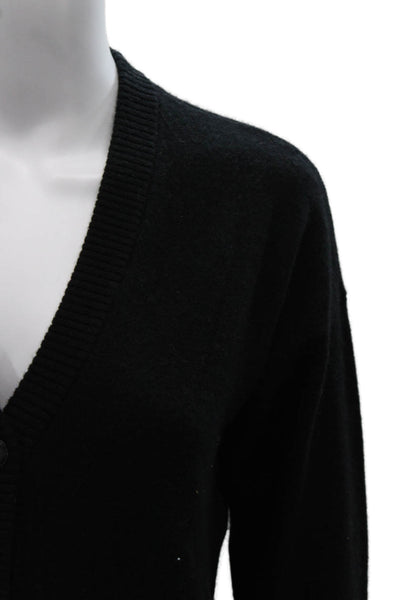 Minnie Rose Womens Black Cashmere V Neck Cardigan Long Sleeve Size XS