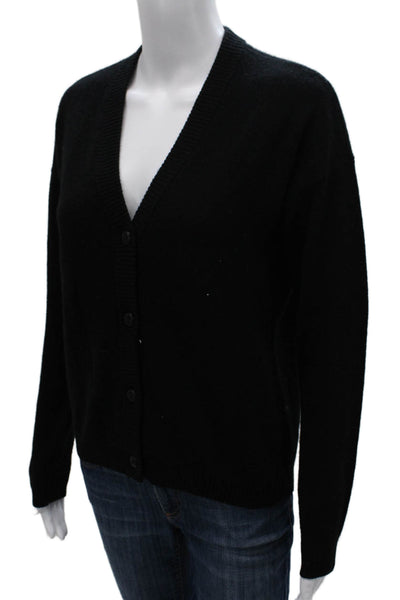 Minnie Rose Womens Black Cashmere V Neck Cardigan Long Sleeve Size XS