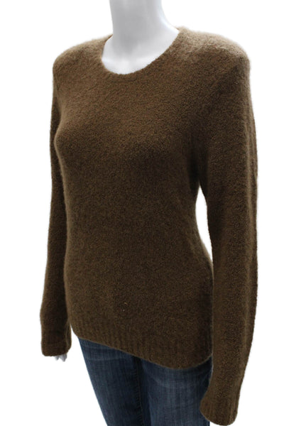 Minnie Rose Womens Pullover Sweater Cashmere Crew Neck Brown Long Sleeve Size M