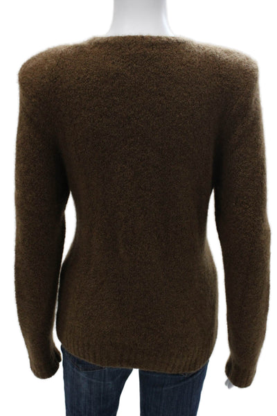 Minnie Rose Womens Pullover Sweater Cashmere Crew Neck Brown Long Sleeve Size M