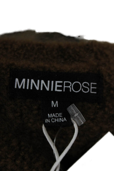 Minnie Rose Womens Pullover Sweater Cashmere Crew Neck Brown Long Sleeve Size M