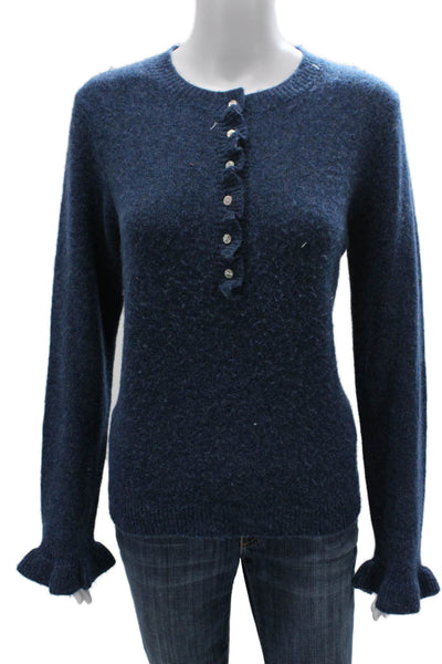 Lisa Todd Women Henley Sweater Blue Long Sleeve Round Neck Size M