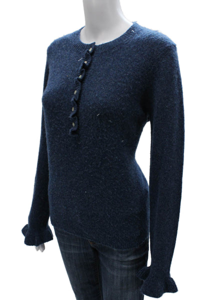 Lisa Todd Women Henley Sweater Blue Long Sleeve Round Neck Size M