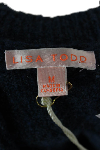 Lisa Todd Women Henley Sweater Blue Long Sleeve Round Neck Size M