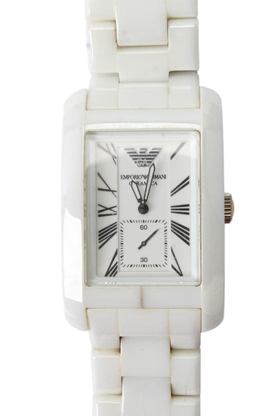 Emporio Armani Mens White Ceramic AR1408 Quartz Watch 32mm