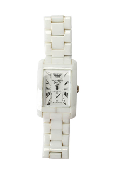 Emporio Armani Mens White Ceramic AR1408 Quartz Watch 32mm