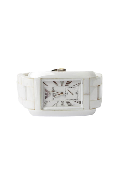 Emporio Armani Mens White Ceramic AR1408 Quartz Watch 32mm
