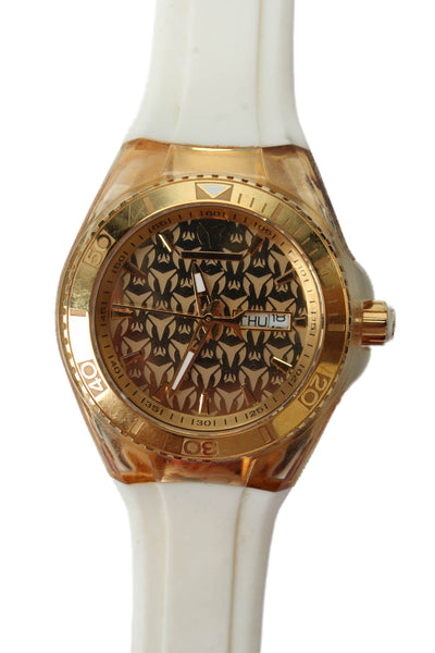 TechnoMarine Womens Gold Tone S Steel Cruise Monogram 115022 Quartz Watch 34mm