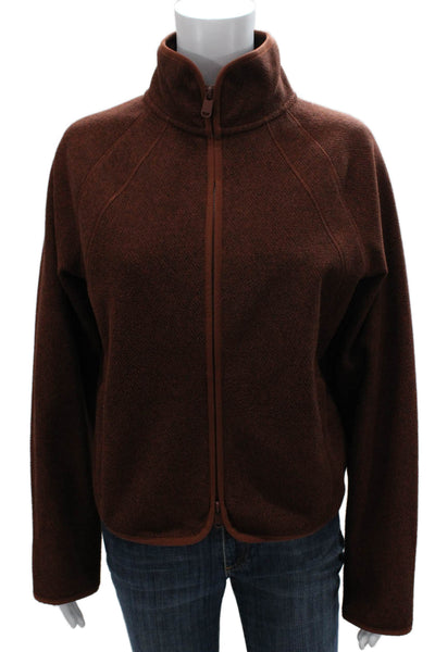 Athleta Womens Flecked Brown Basic Jacket Zip Polyester Long Sleeve Size XS