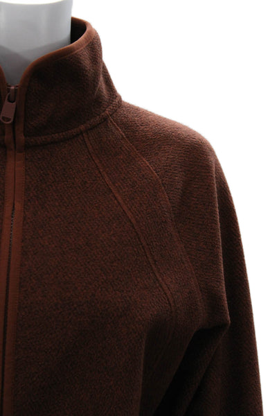 Athleta Womens Flecked Brown Basic Jacket Zip Polyester Long Sleeve Size XS