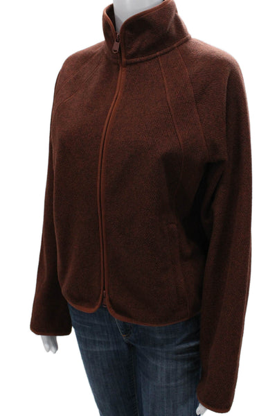 Athleta Womens Flecked Brown Basic Jacket Zip Polyester Long Sleeve Size XS