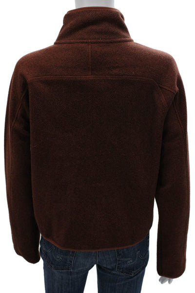 Athleta Womens Flecked Brown Basic Jacket Zip Polyester Long Sleeve Size XS