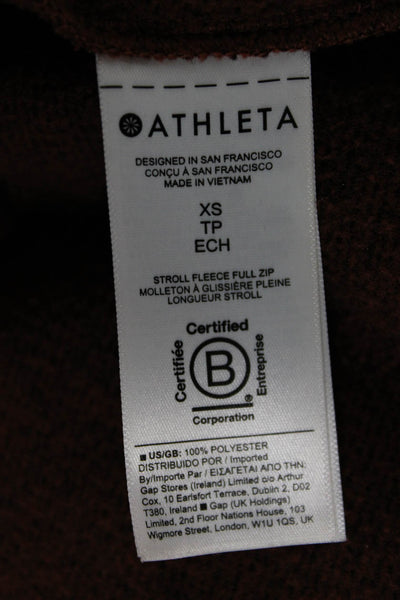 Athleta Womens Flecked Brown Basic Jacket Zip Polyester Long Sleeve Size XS