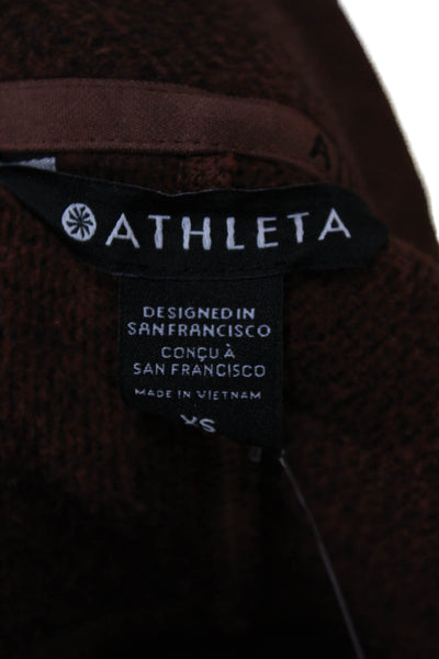 Athleta Womens Flecked Brown Basic Jacket Zip Polyester Long Sleeve Size XS