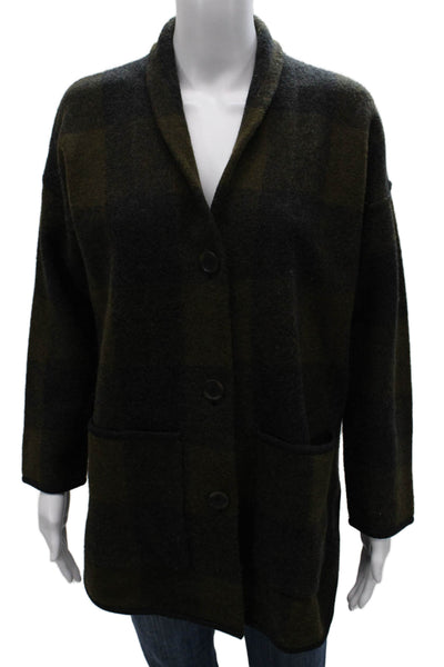 Madewell Women Cardigan Merino Check Button Green Size 2XS